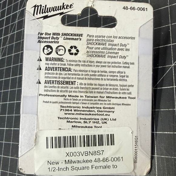 Milwaukee Lineman's Shockwave Impact Adapter 1/2" Female to Quick Charge New - Picture 2 of 2